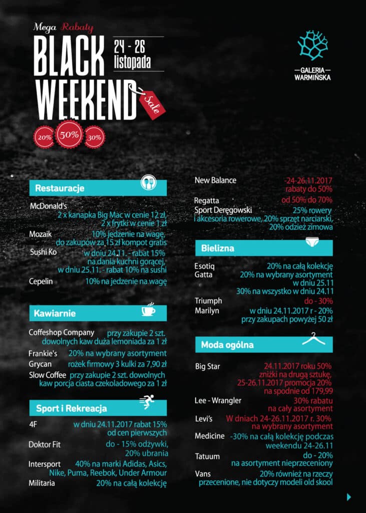 Czarny piątek czyli weekend rabatów i muzyki w Galerii Warmińskiej Artykuł sponsorowany, Olsztyn, Wiadomości